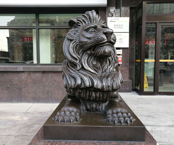 和營口銀行制作銅獅子一對